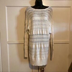 Free People White Crochet Sweater Dress XS
